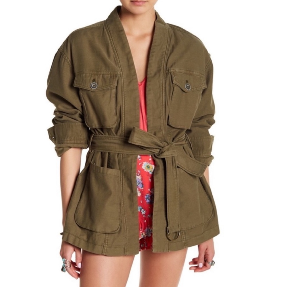 Free People In Our Nature Cargo Jacket Army Green Small Travel Outerwear Casual